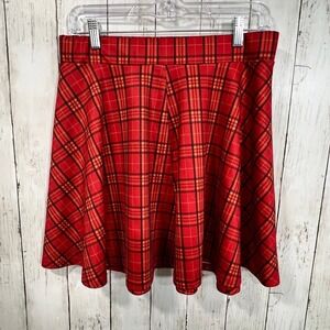 Women's Red Plaid Skater Mini Skirt Tartan Grunge Y2K Preppy Size XL